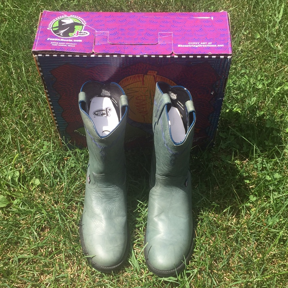 Justin J flex green cowboy boots 9.5 gypsy NIB